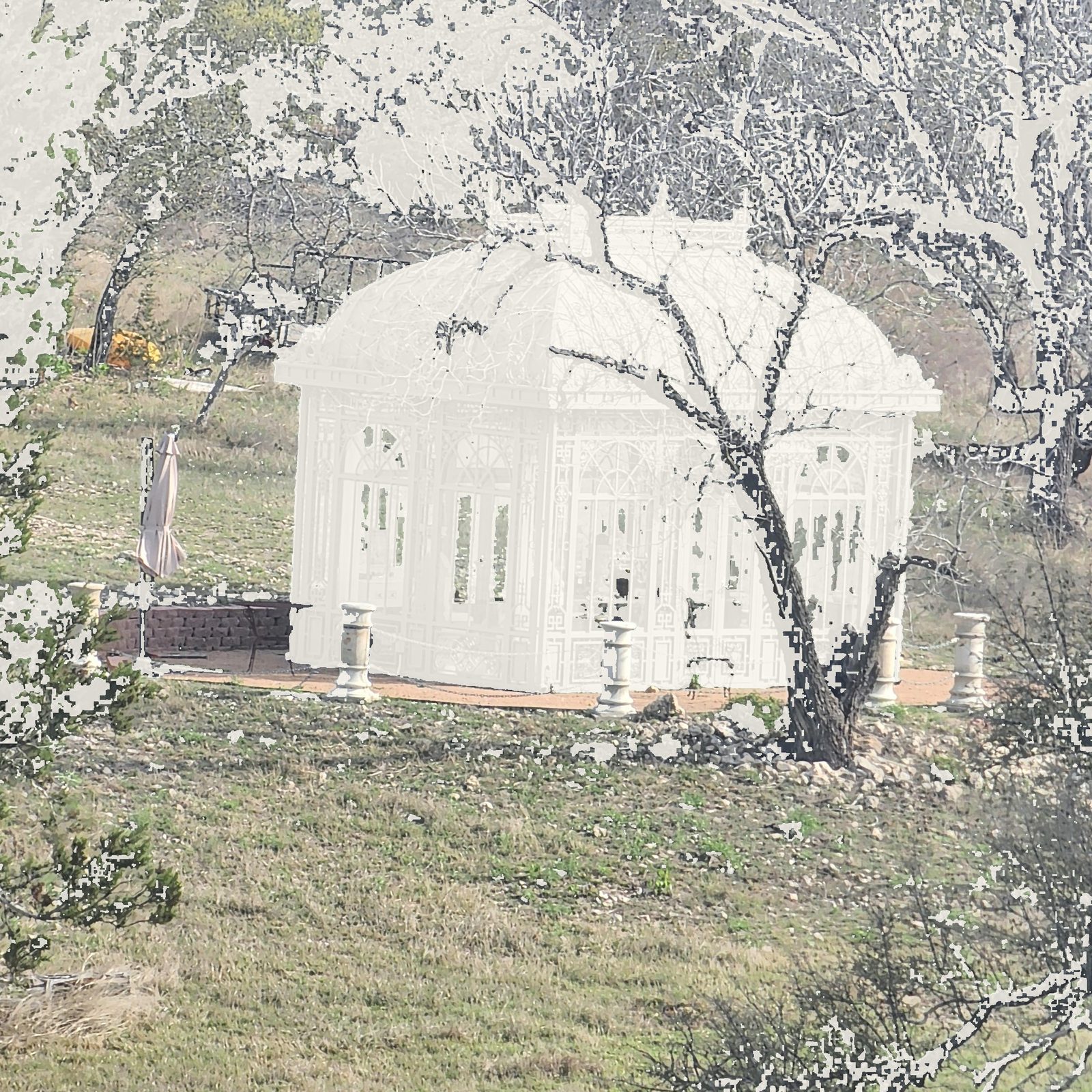 White Victorian conservatory on the ranch